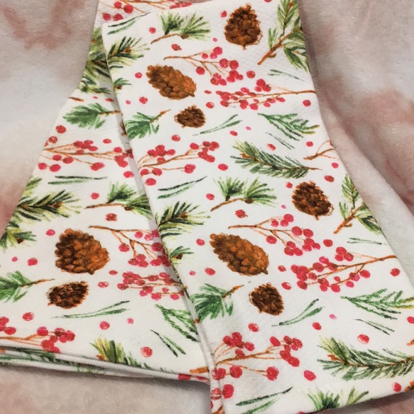 Rockhill Home Pine & Berries Christmas Holiday Kitchen Towel Set of 2 NWT cotton - Picture 9 of 9